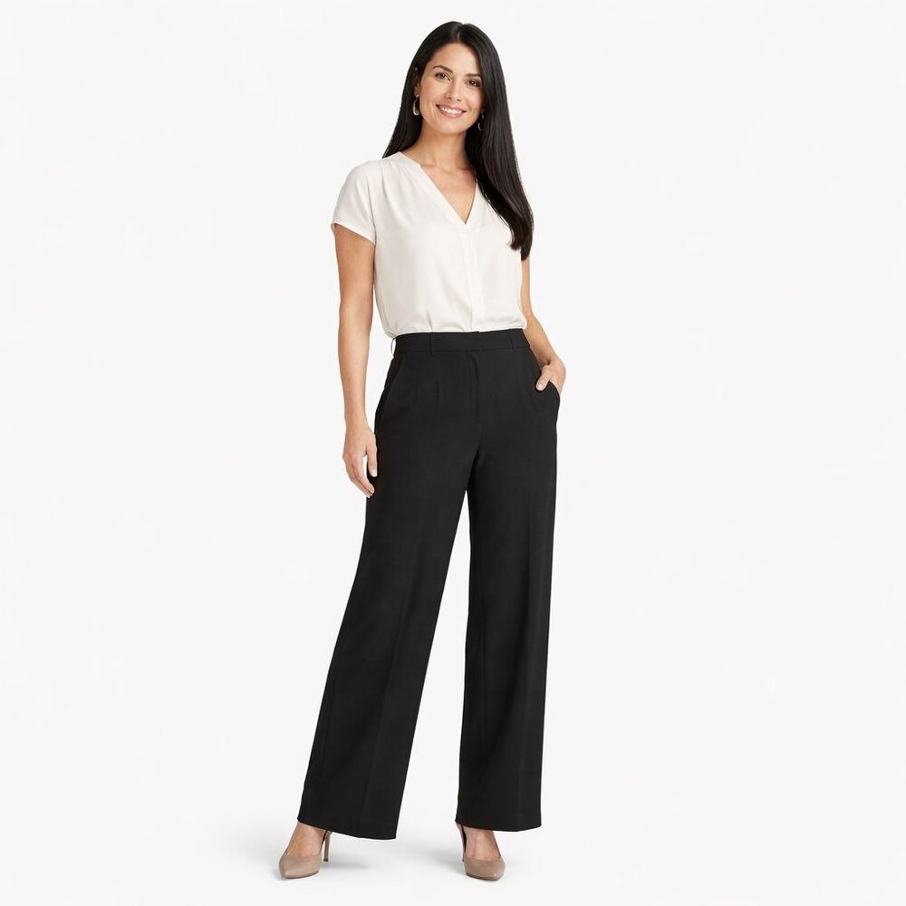 Banana Republic Black Wide-Leg Culottes Size 12 High Rise Polyester Blend